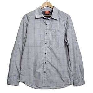 Merrell Mens Selectwick Plaid Button Down Long Sleeve Shirt Size M White & Grey